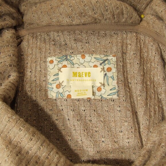 New Anthropologie Maeve Beige Ruffled Cowl Neck Pullover Lightweight Sweater Wom - Picture 6 of 6